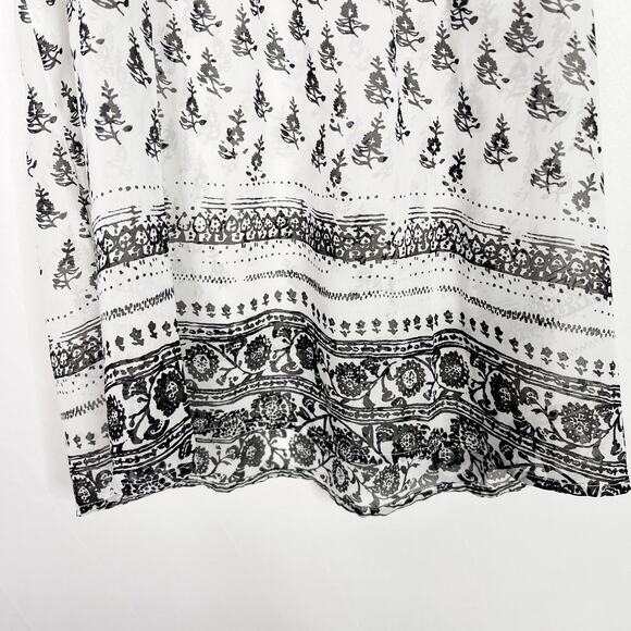 Express Printed Flowy Strappy Crossback Tank Top Medium M White Black Sheer - Picture 4 of 10